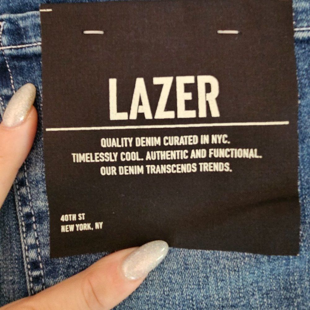 Lazer Men's Straight Leg Opening Regular Fit Blue Distressed Jeans Size 36x32 - Picture 7 of 14